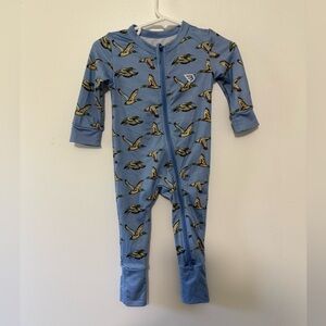 BURLEBO Blue Bird Mallard Duck Pattern Kids Footie